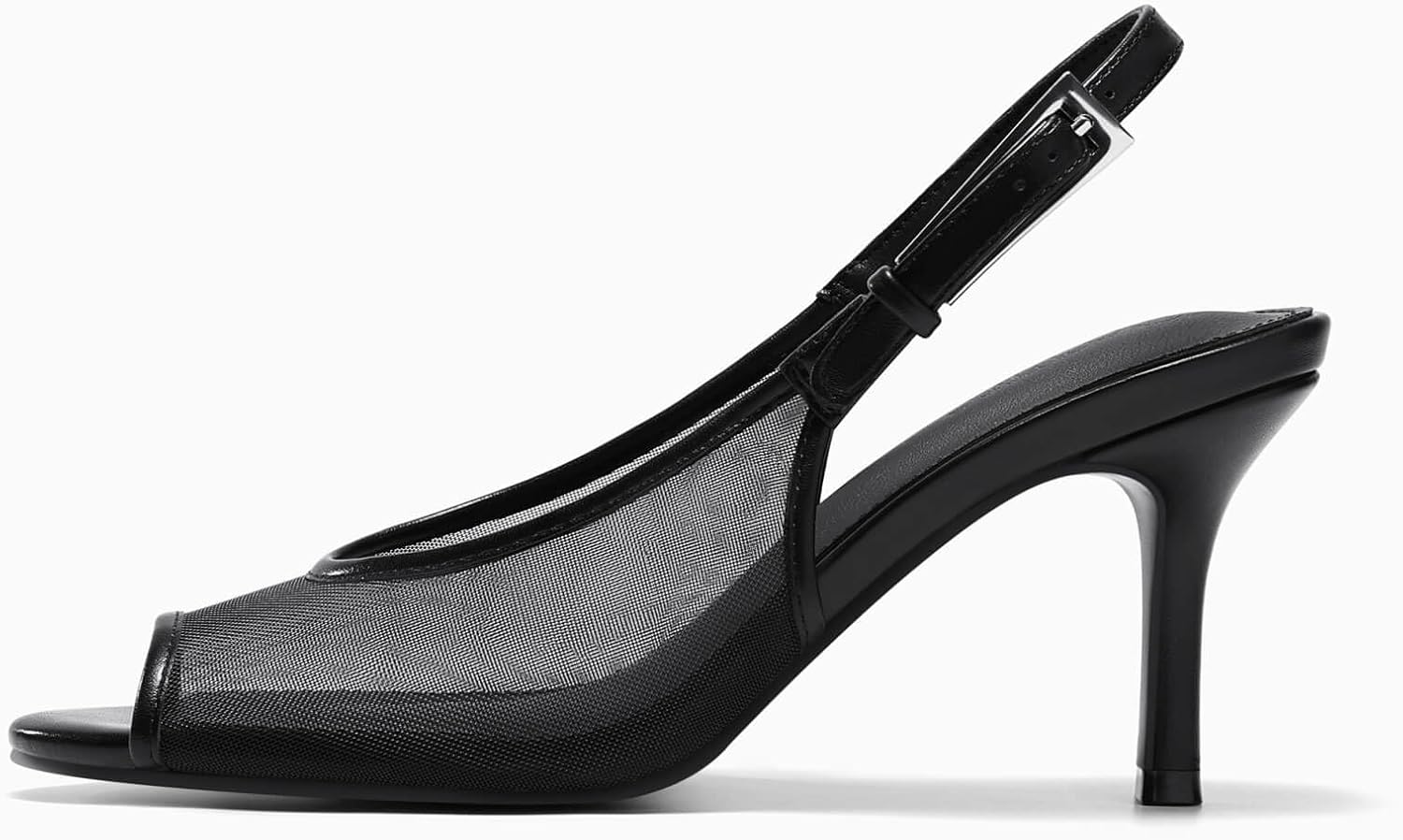 Coutgo Womens Slingback High Heels Open Peep Toe Mesh Sandals Buckle Wedding Party Dress Shoes - Image 4