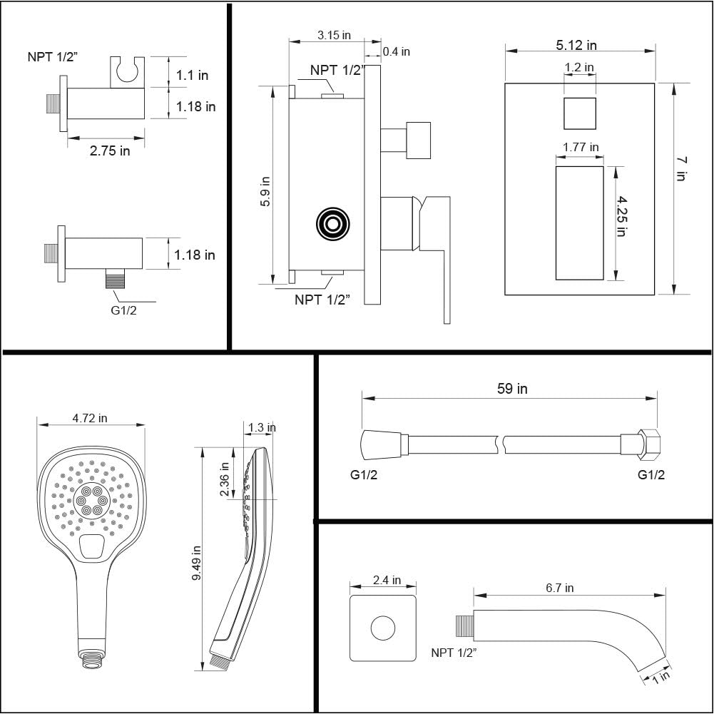 Suреr Chеар 🛒 Matte Black Wall Mounted Tub Faucet with Hand Shower, Wall Mount Bathroom Tub Filler Spout Single Handle Solid Brass Bathtub Faucet with Handheld Shower for Bath Frее Shірріng 🛒 Matte Black Wall Mounted Tub Faucet with Hand Shower, Wall Mount Bathroom Tub Filler Spout Single Handle Solid Brass Bathtub Faucet with Handheld Shower for Bath