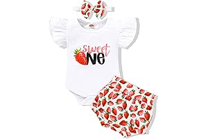 Viworld Strawberry Cake Smash Outfits for 1st Birthday