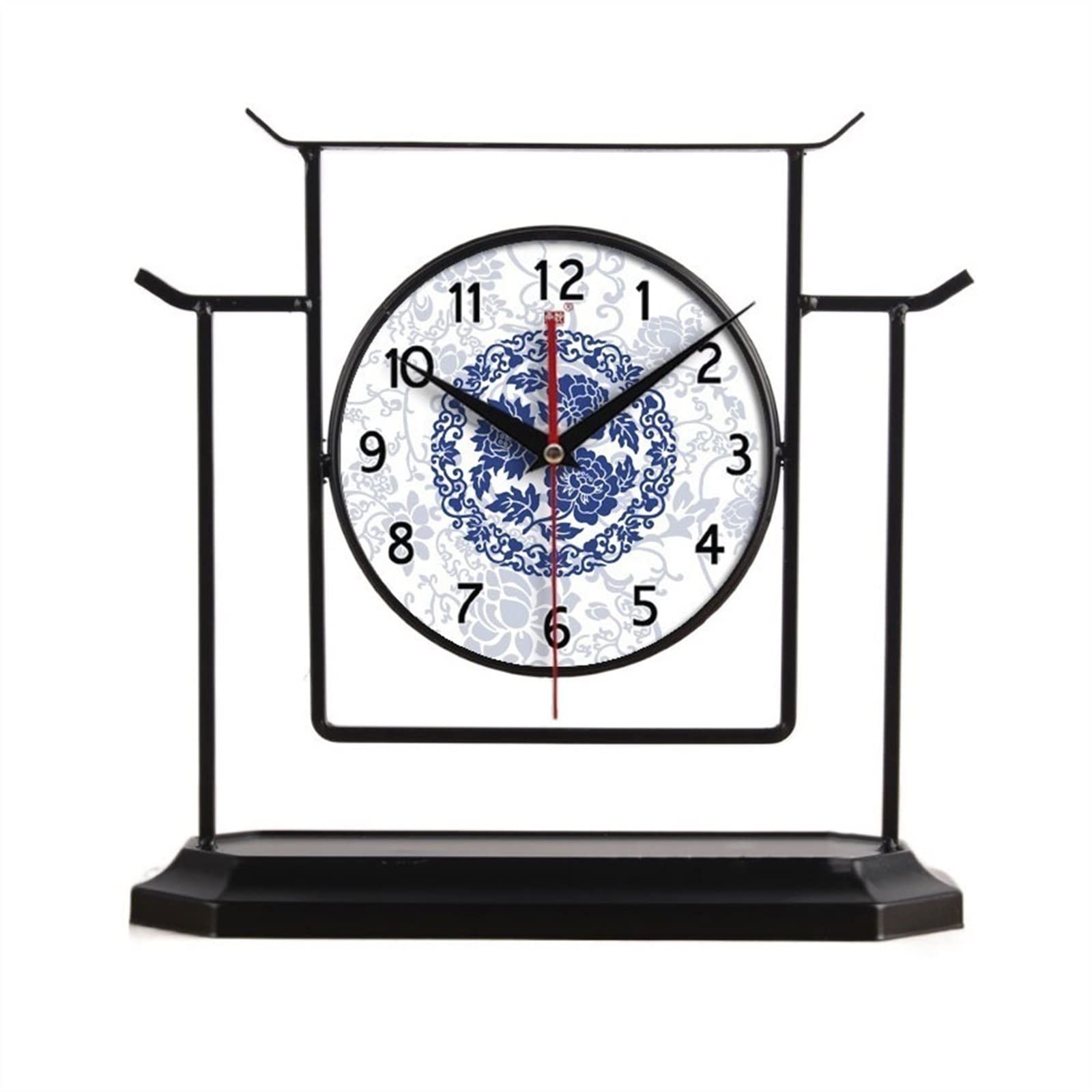 E7v2T9k6 Countertop Vintage Simple Iron Clock Living Room Office Ceramic Decoration Silent Desk Mantlepiece Clock(A)