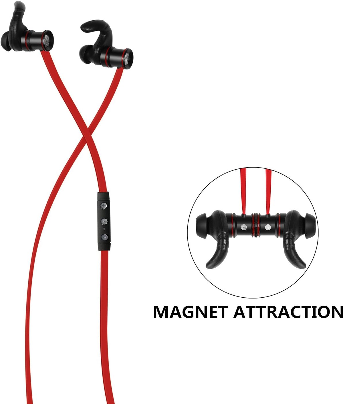 Bluetooth Headphones Wireless Headphones Running Earbuds Microphone LGYYL Wireless Sport HD Stereo Earphones Sweatproof Headsets Over Ear for Car Gym Workout for iPhone X Android Phones (RED)