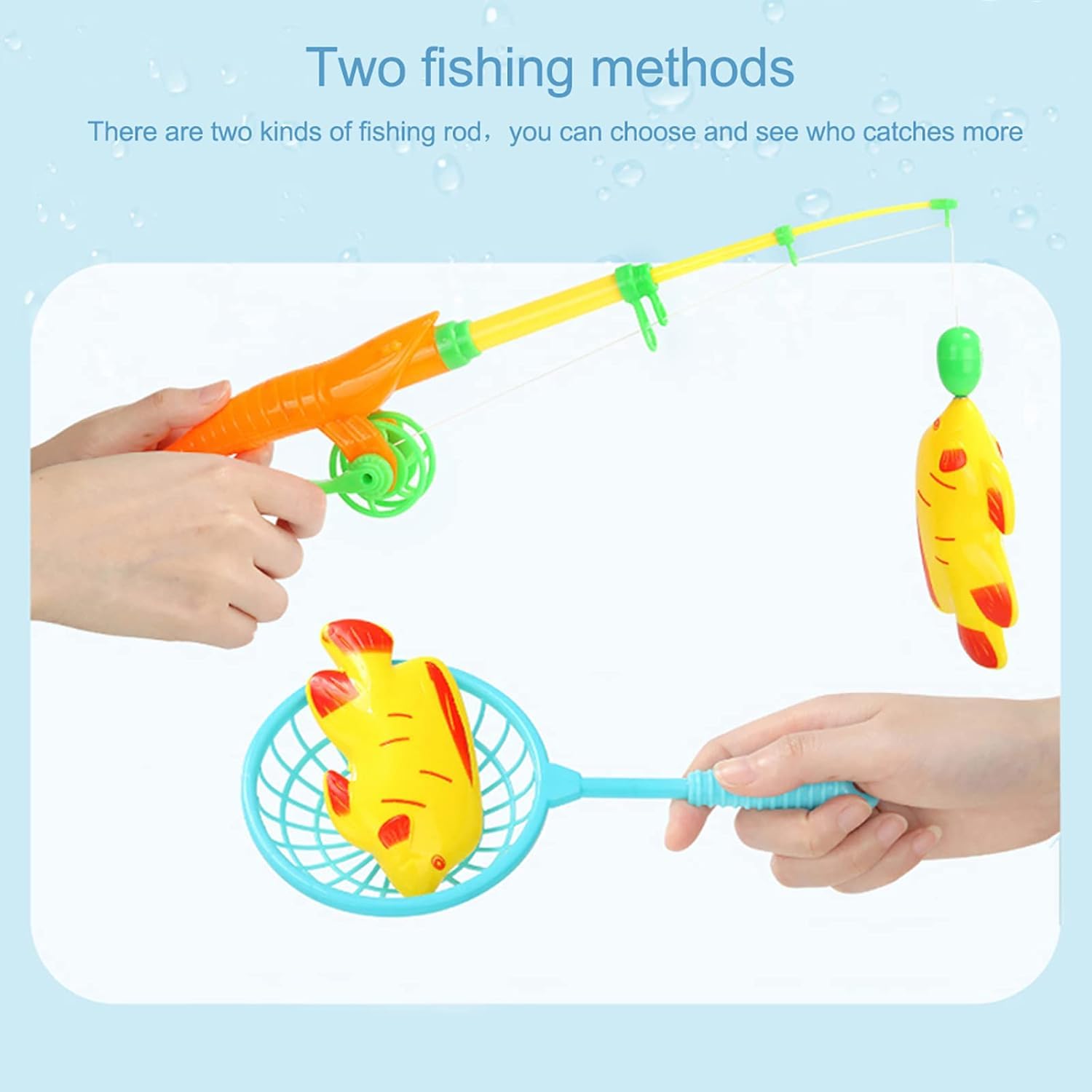 Set di 40 giocattoli da pesca magnetici per bambini con canna da pesca e rete, pesci galleggianti in plastica per vasca da bagno