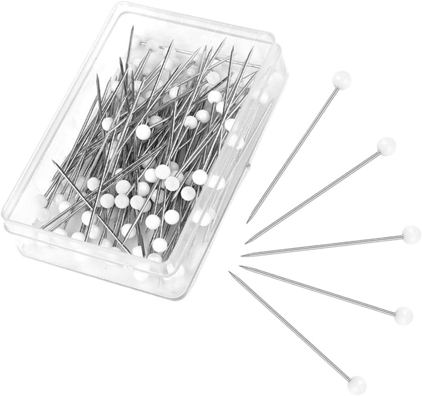 100Pcs/Box Colorful Round Pearl Head Needles Stitch Straight Push Sewing Pins for Dressmaking DIY Tools Positioning((4-Rolls) 12x40mm-D)