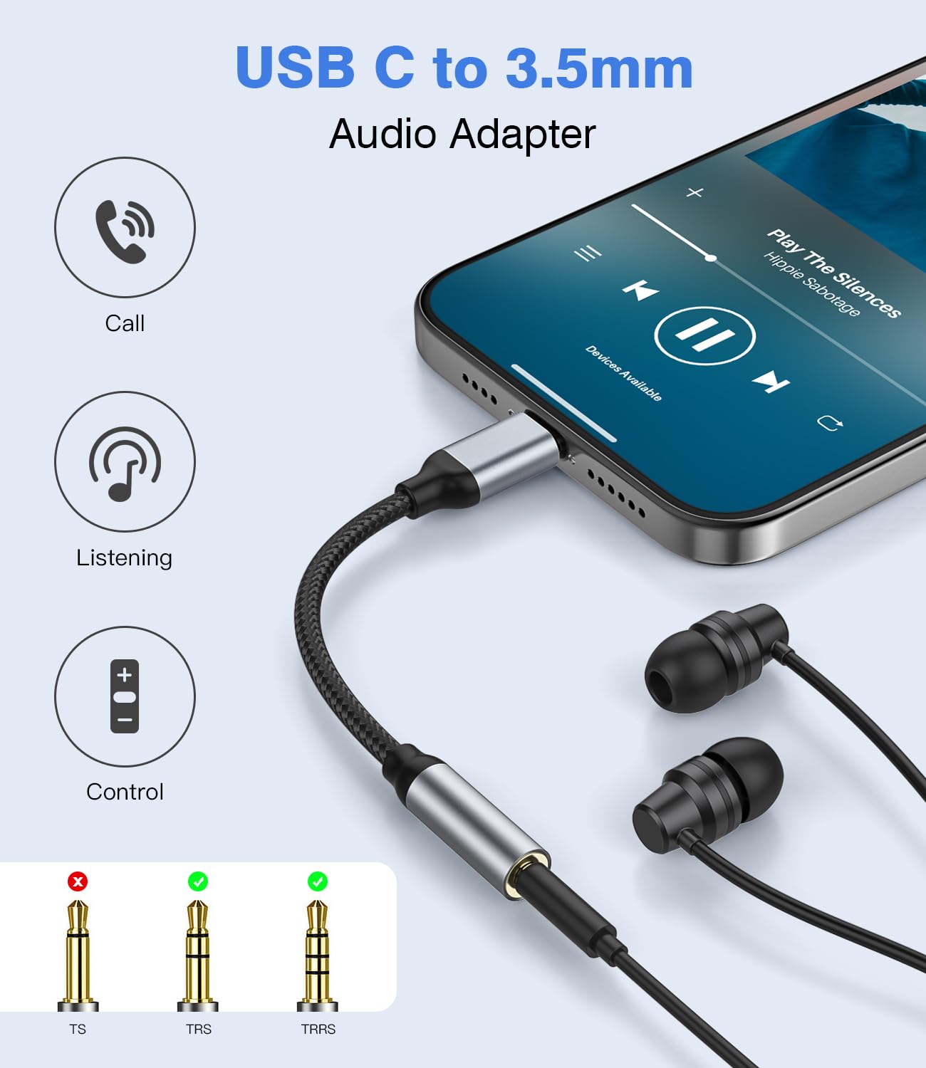 YLLZI Adattatore USB C a Jack 3.5 mm, Adattatore USB C per iPhone 16 15 Pro Max Plus, tipo C a audio Aux per Samsung Galaxy S24 S23 Ultra Note 20, per Huawei P50 P40/Mate 30 20, Pixel 4/3, per Xiaomi