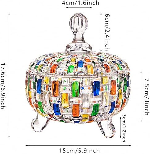 Miniatura 2 de MAGCOLOR Elegante caja de cristal grande pintada a mano, pintada a mano, para Halloween, tarros de dulces con tapa, caja de joyería de alimentos,