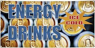 Vinyl Banner Multiple Sizes Energy Drinks Outdoor Advertising Printing A Restaurant & Food Outdoor Weatherproof Industrial Yard Signs Blue 8 Grommets 48x96Inches