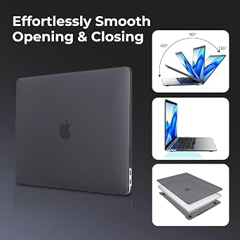 EooCoo for MacBook Pro 13 inch Case M2 M1 2023-2017 Slim Frost Black
