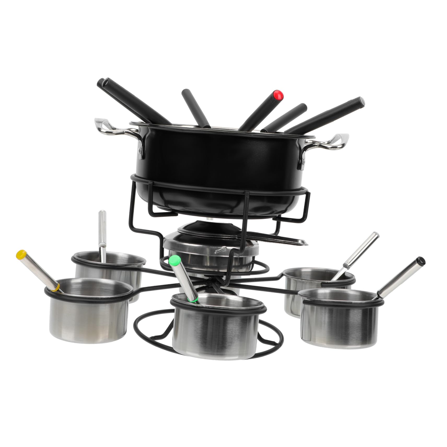 HOLIDYOYO Fondue Pot for Chocolate Cheese Stainless Steel Home Hot Pot Butter Warmer Non-stick Coating for Gourmet Fondue Sets 1 Pack