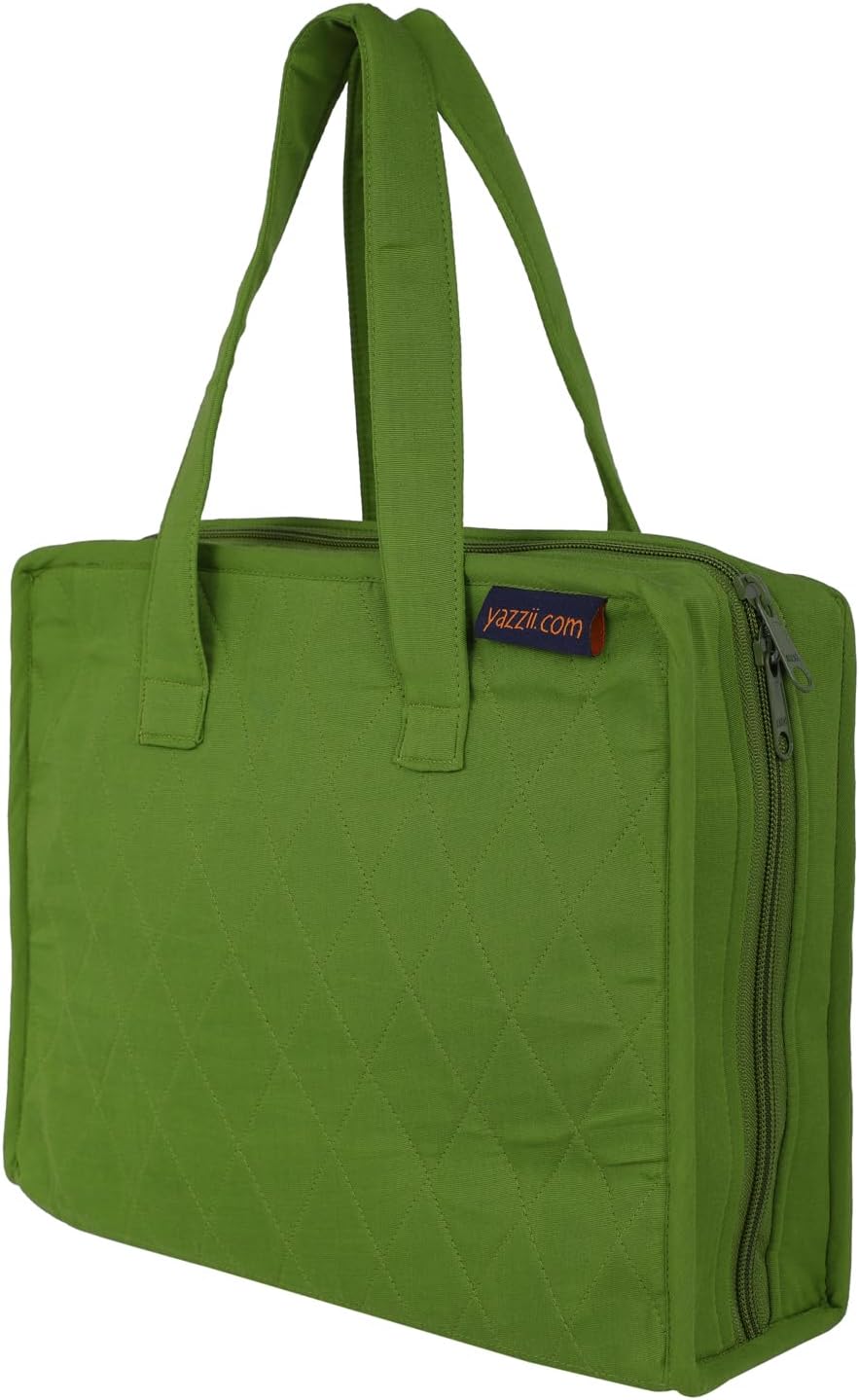 Yazzii Sewing Notions Tote Bag- Portable Sewing Accessories Organizer w Detached Sleeves -Green