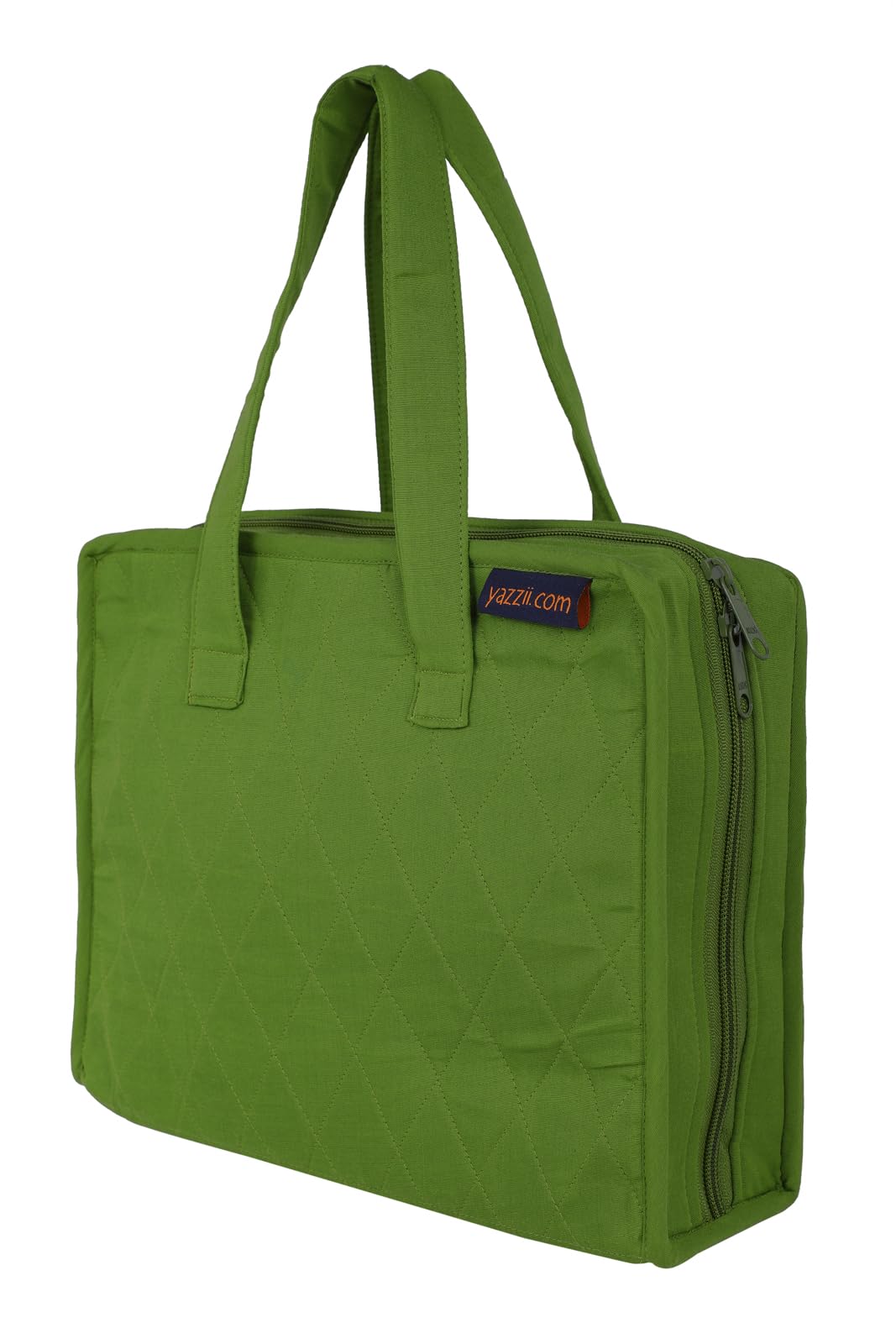 Yazzii Sewing Notions Tote Bag- Portable Sewing Accessories Organizer w Detached Sleeves -Green