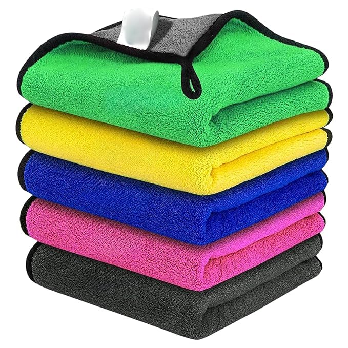 Microfibre Car Cleaning Cloths, 40x30 cm, Pack of 1,2,3,4,5,6 650 GSM (30X40 Cm) Microfiber Cloth for Car and Bike - Scratchless Drying and Detailing 30X40 Cm Multi-Colour Color May Very (3, 40x30)-image-37