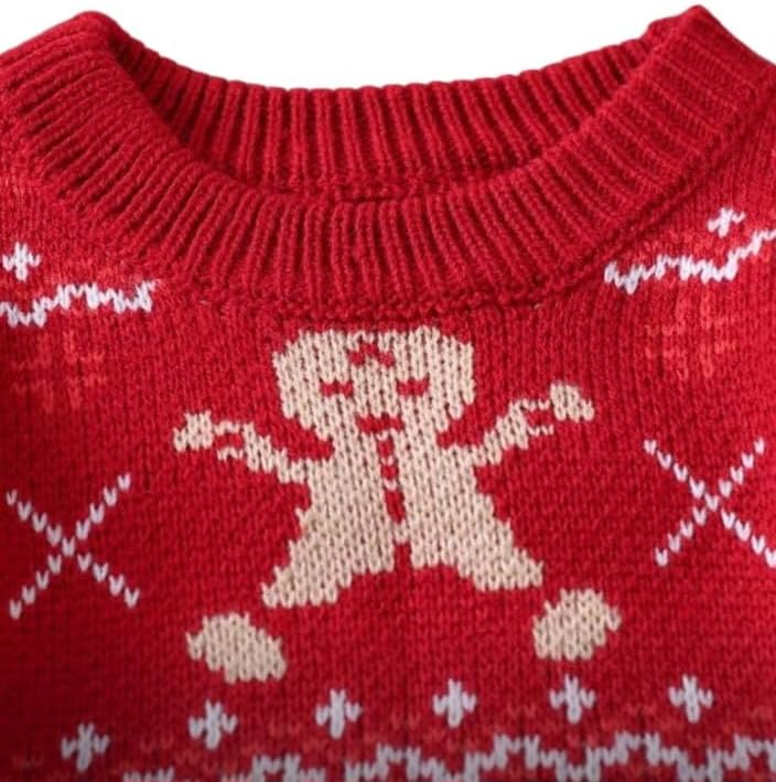 Kids Unisex Christmas Pattern Sweater, Crew Neck, Long Sleeve, Red