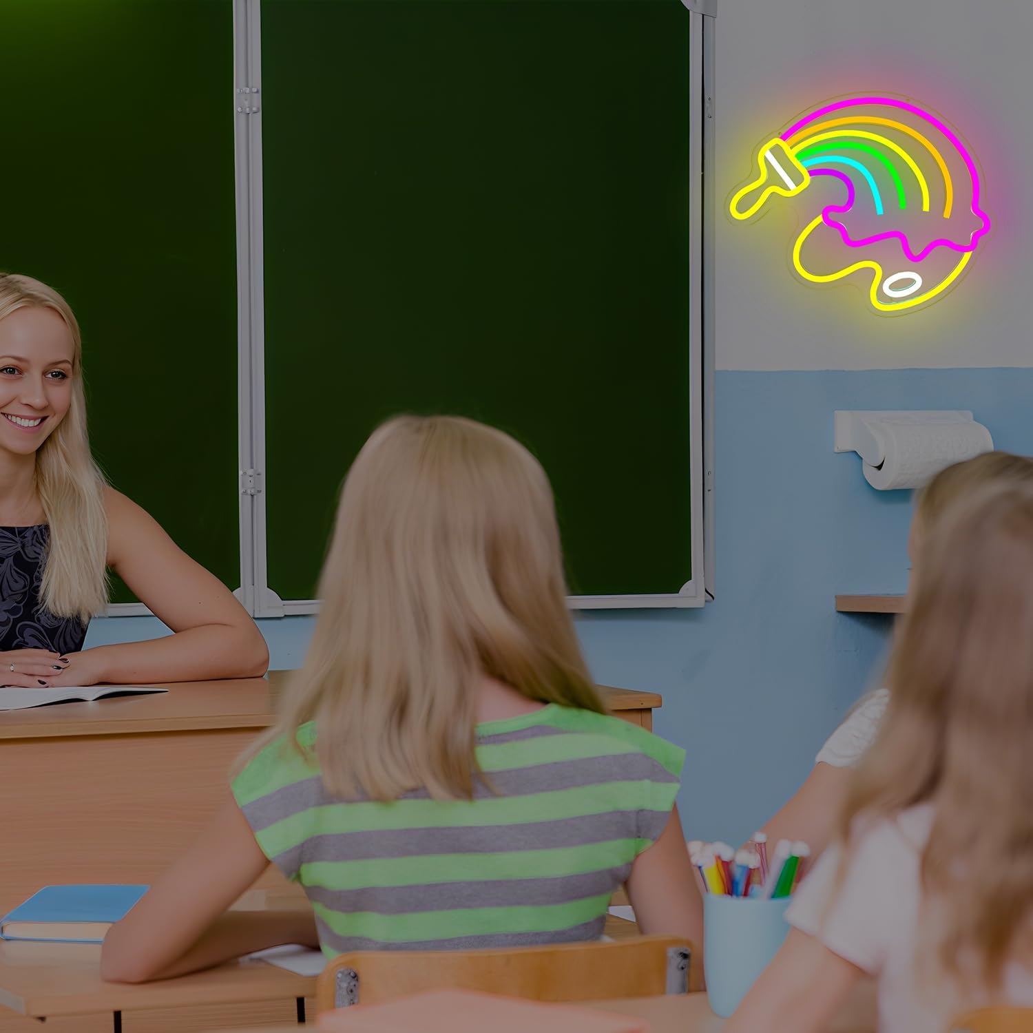 Art Neon Sign Dimmable Classroom Neon Light for Wall Decor Paint Light Up Sign for Classroom Colorful LED Light Sign Wall Decor Back to School Gifts for Teacher Students - Image 7