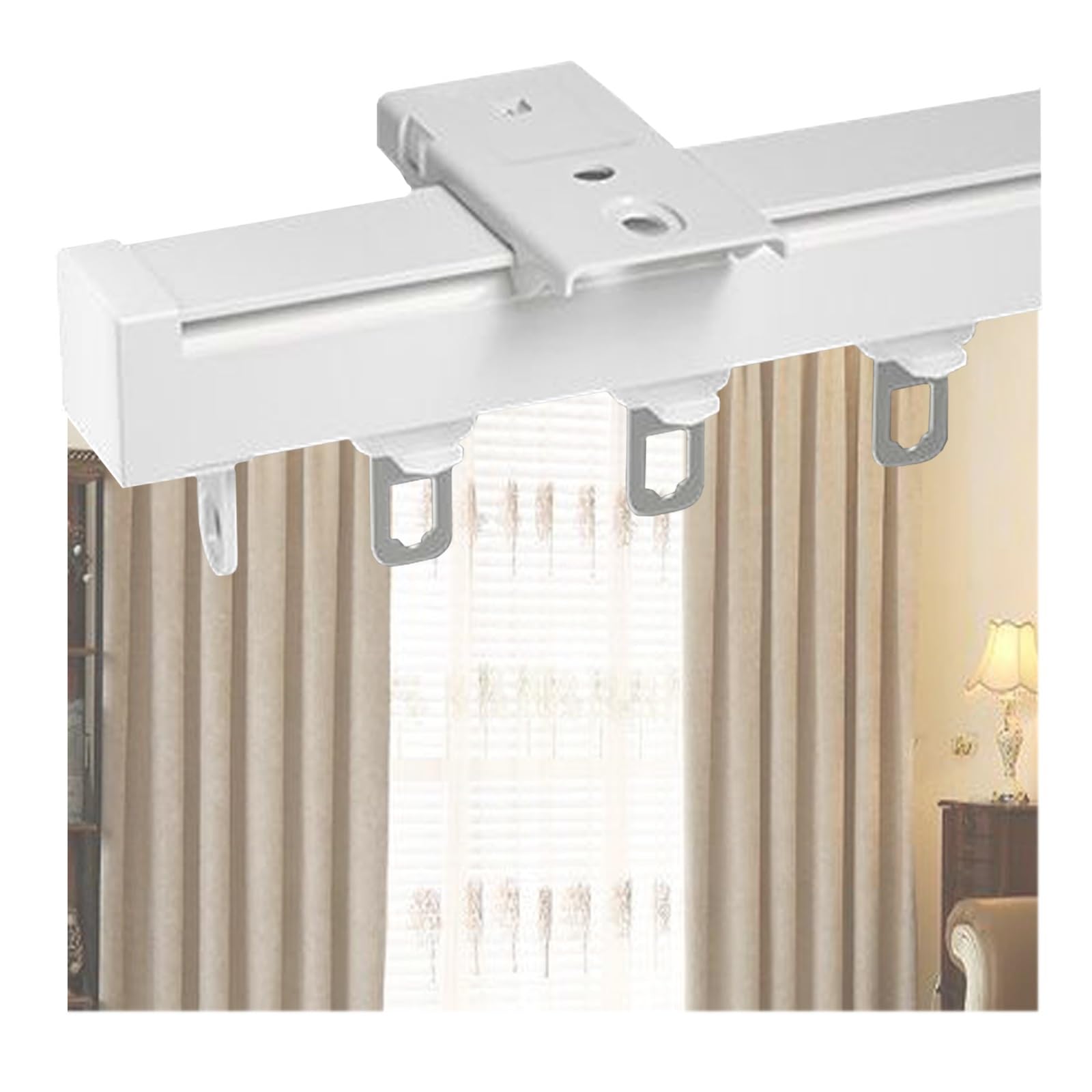 Rail de plafond flexible pour installer des rideaux sur une fenêtre en angle ou arrondie
