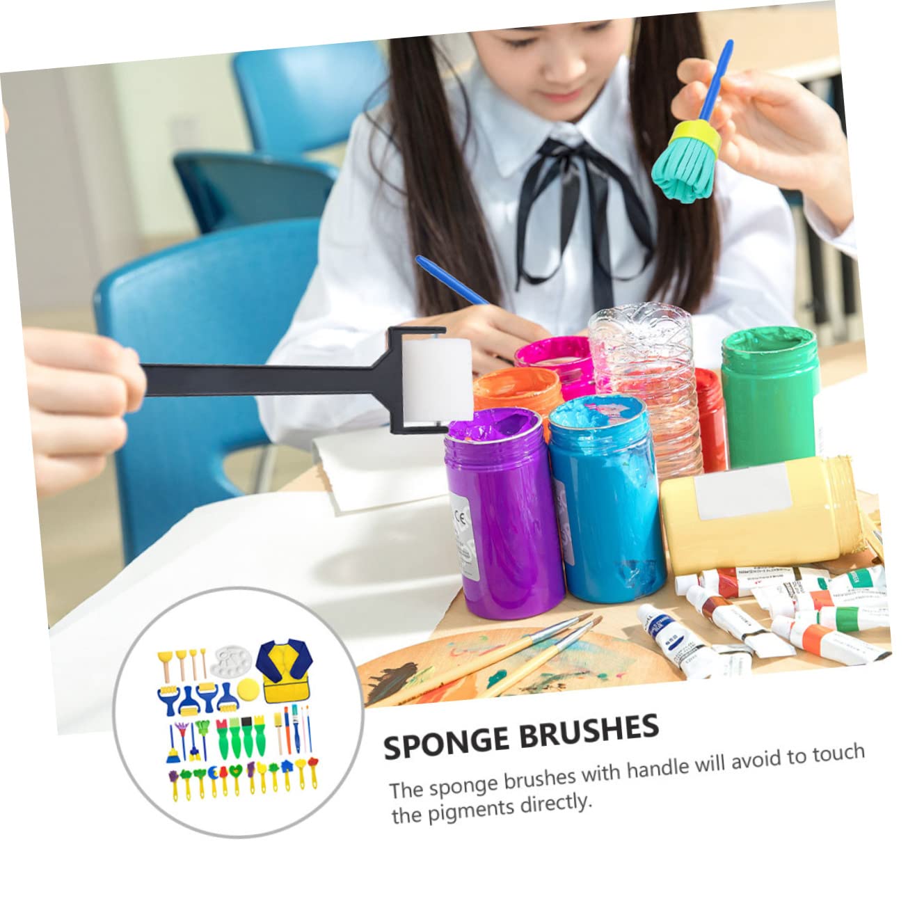 BESTonZON Pennelli per Pittura Strumenti per Attività Creative Design Ergonomico per Presa Colori Lavabili per Ragazzi Kit Completo