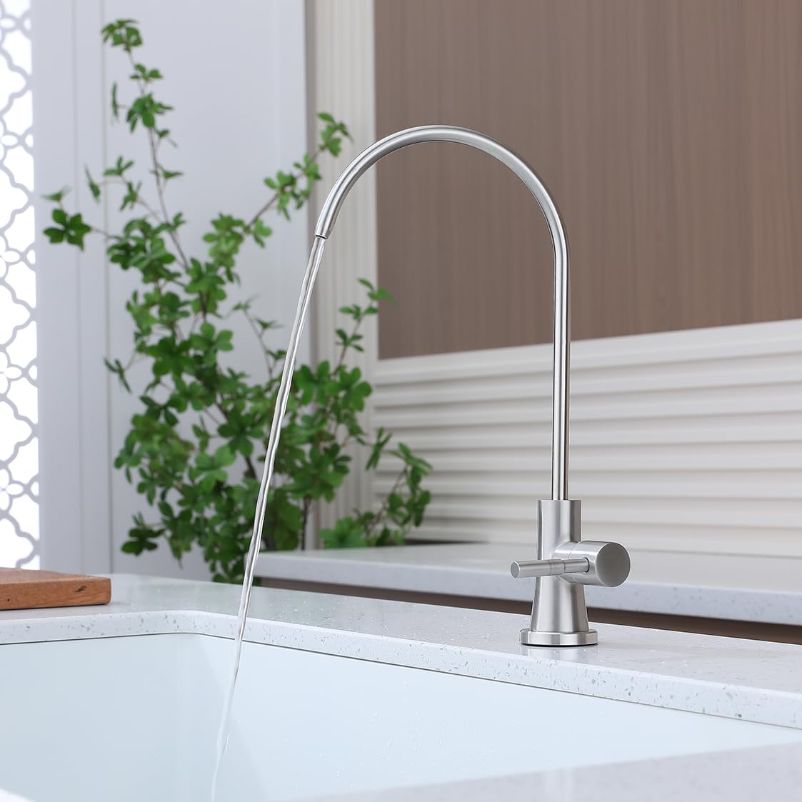 GULICA Drinking Water Tap, SUS304 Stainless Steel, No-Air Gap Reverse Osmosis Tap for Kitchen Bar Sink Brushed Nickel - Image 3