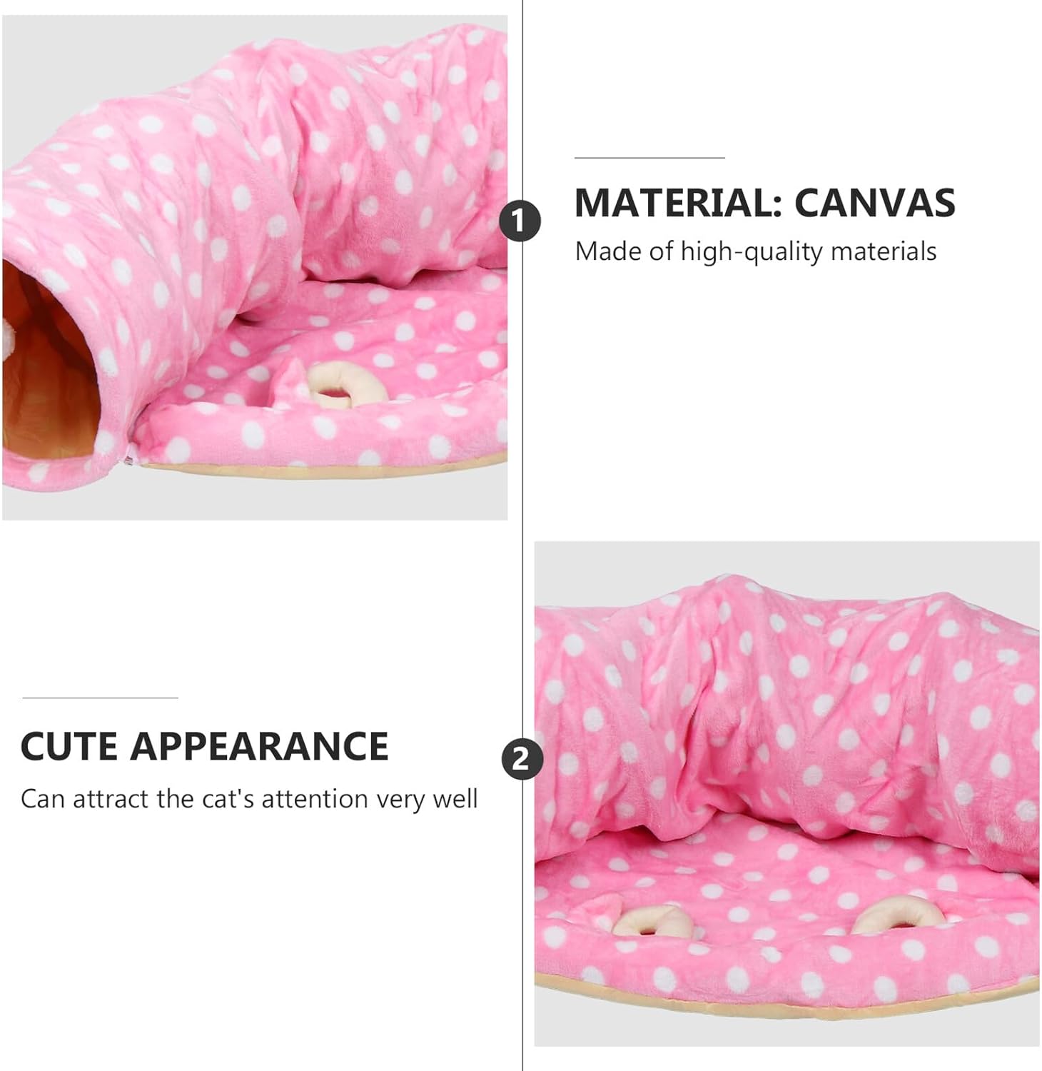 DOITOOL Foldable Pink Semi-Circle Cat Tent Tunnel with Crinkle Paper for Indoor Use Kitten Maze