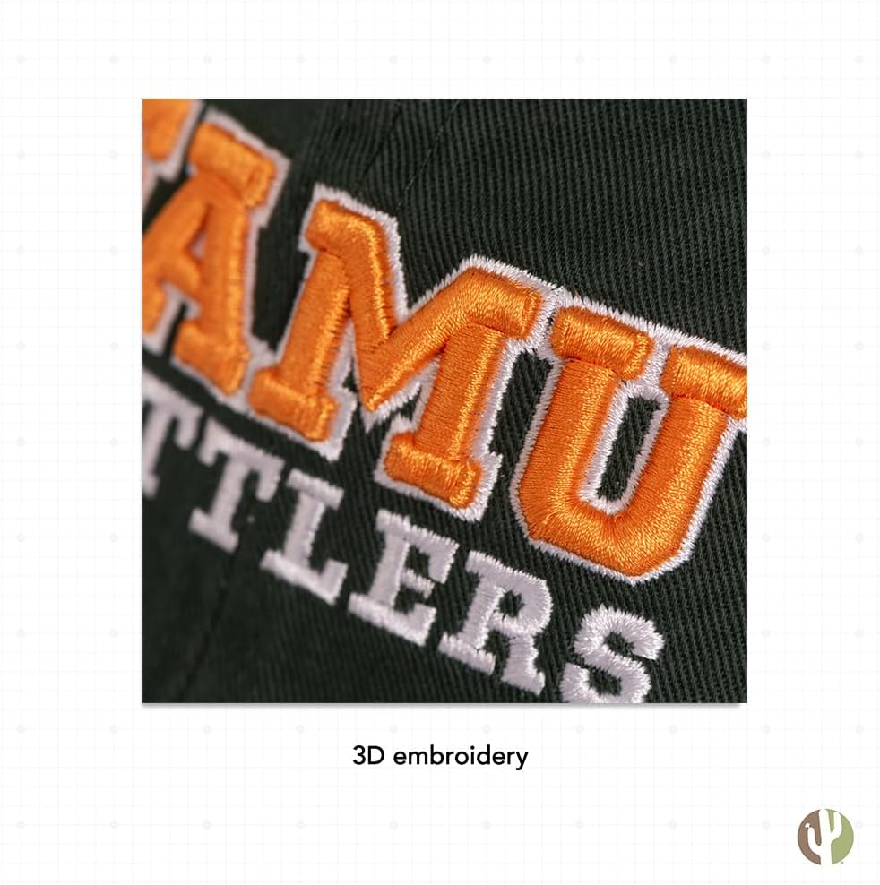 Desert Cactus Florida A&M University Baseball Hat FAMU Rattlers Brimmed Embroidered Cap Adjustable Cloth Strap Adult (Style B) Green - Image 5