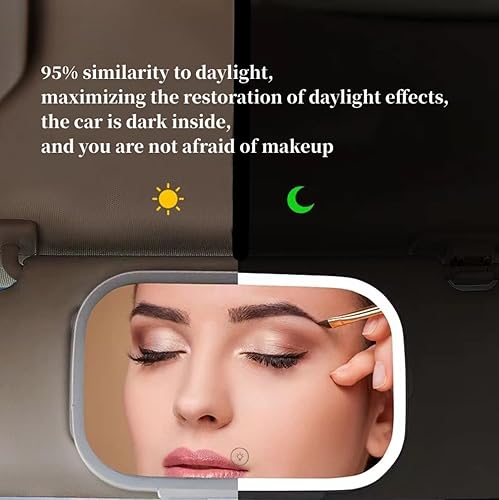 Miniatura 4 de Espejo de tocador para coche con luces LED, recargable por USB, espejo de maquillaje de viaje, 3 modos de luz, visera solar con sensor táctil,