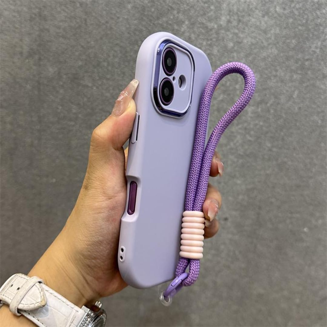 Coque silicone iPhone 14 Pro violette avec cordon finies les chutes accidentelles - 6