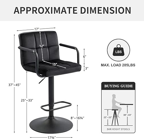 Miniatura 3 de Furnimart Juego de 2 taburetes de bar ajustables giratorios con reposabrazos y reposapiés, sillas de bar tapizadas para cocina y comedor