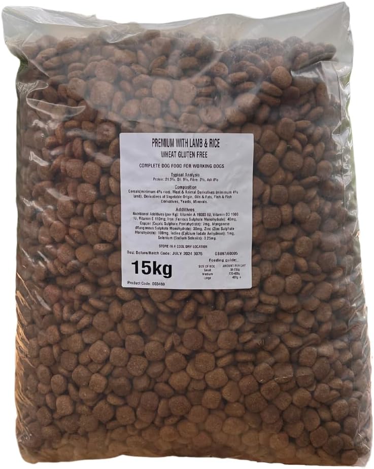 15kg Premium Working Dog LAMB & Rice Hypoallergenic Gluten Free Complete Dog Food