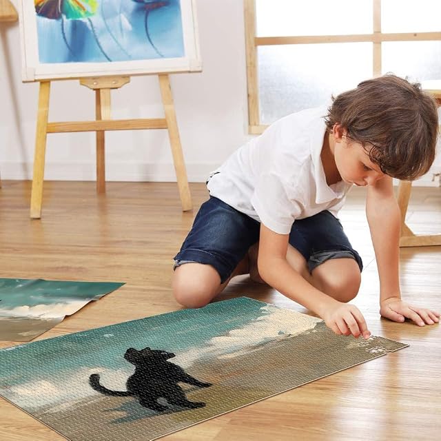 Foto 5 de 8 de Rompecabezas para Adolescentes 1000 Piezas Gato Negro Junto al mar Juegos Divertidos para la Familia…