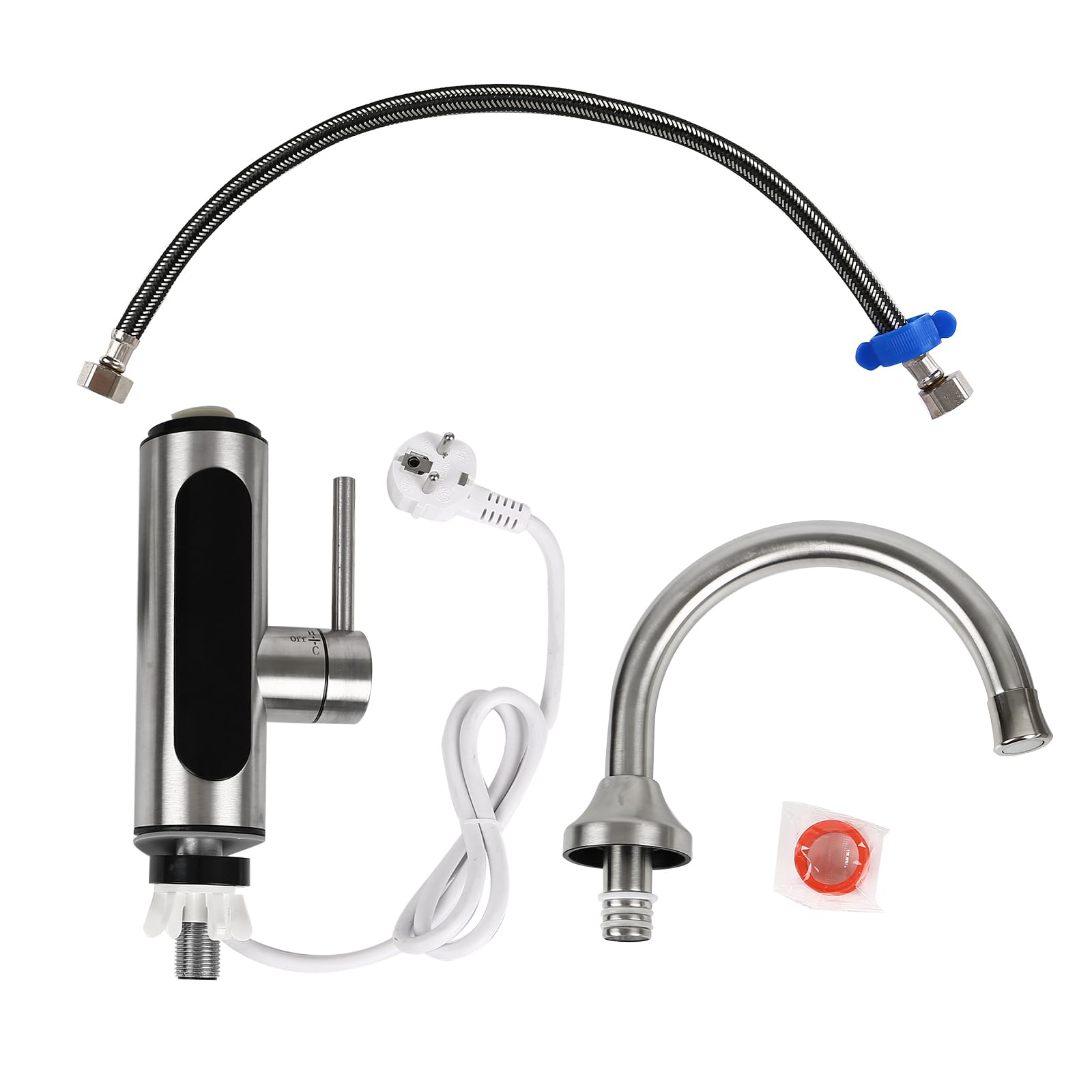 Robinet avec chauffe-eau instantané 3300 W, robinet de chauffage électrique, robinet de cuisine instantané, avec affichage de la température LED et pivotant à 360°