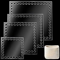 Vista 1 de PH PandaHall 4 piezas de crochet, 4 tamaños, base cuadrada de acrílico, cesta transparente, tabla de tejer para tejer, cesta de ganchillo, bolsa