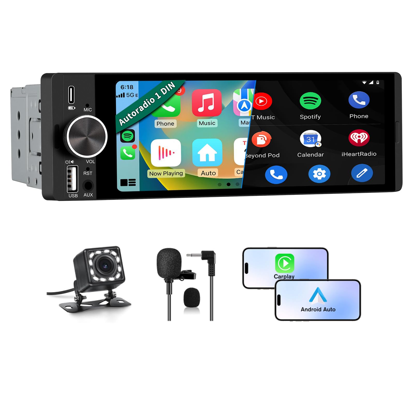 ANDROID - rin Amazon.com: 【Type-C&USB】 Single-Din-Carplay& Android-Auto