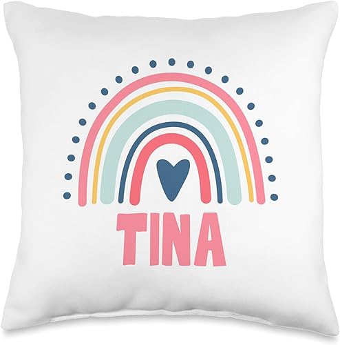 Idea Regalo Personalizzata con Nome Gifts Idea Tina Name Custom Woman Myth Legend Pink Birthday Party Throw Pillow, 16x16, Multicolor