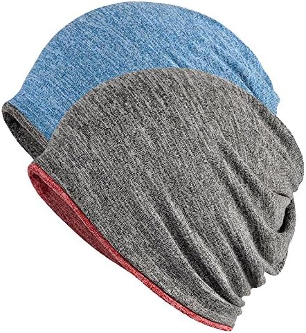 2 Pack Multifunction Slouchy Beanie for Jogging, Cycling