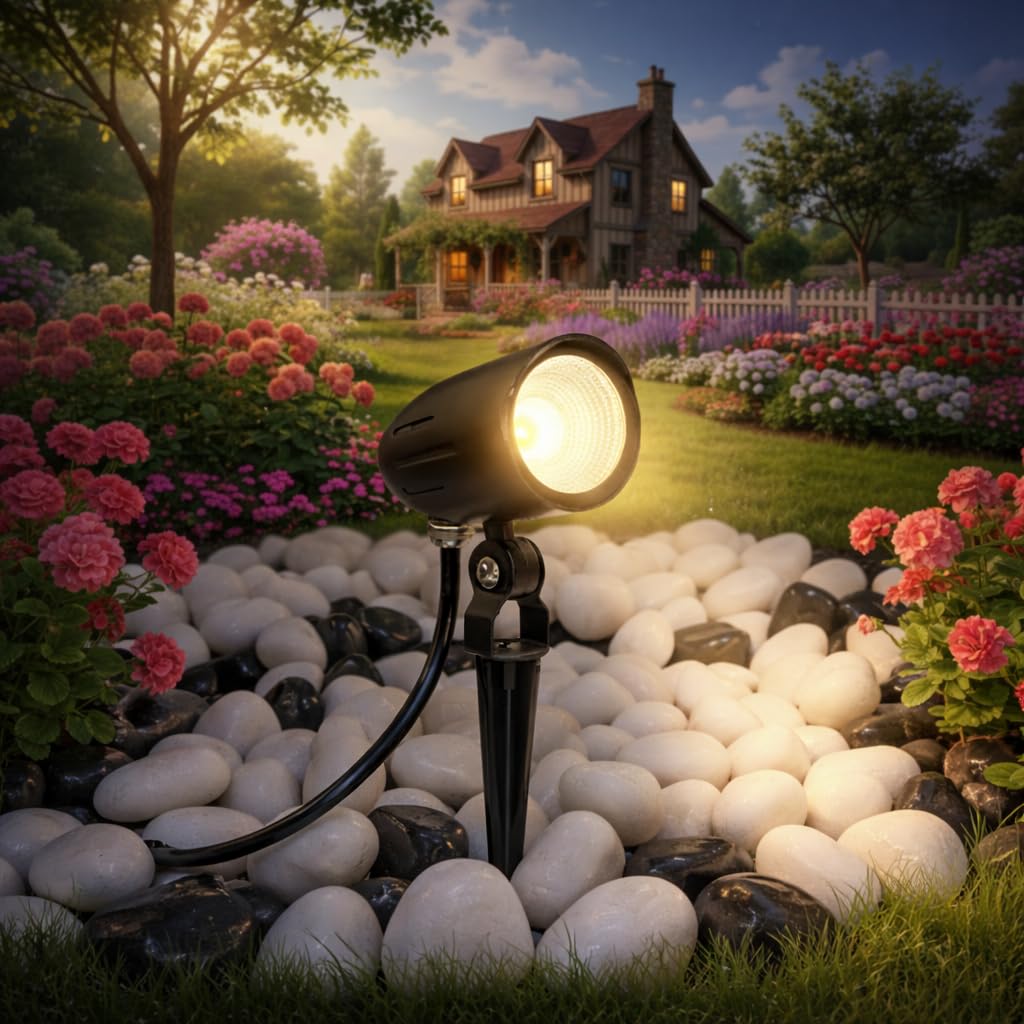 Outdoor 8W LED Garden Spike Light, IP65 Waterproof Landscape Spotlight with Adjustable Head, Warm White Beam, Metal Body for Lawn, Tree, Path & Decorative Lighting-image-35