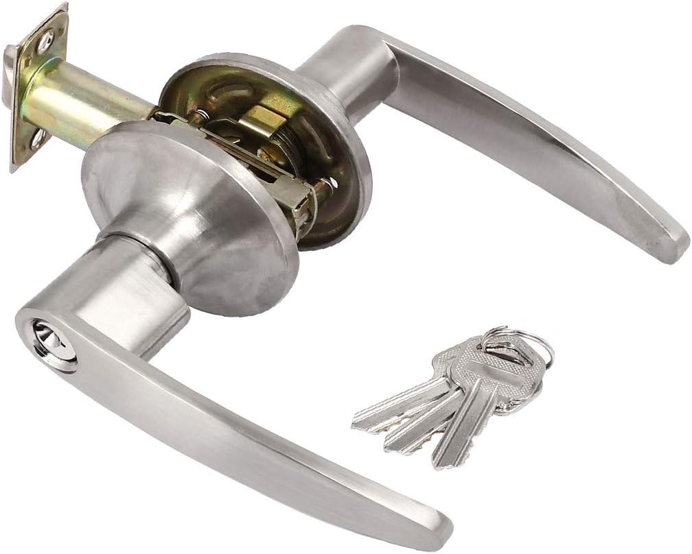 New Lon0167 Home Zinc Featured Alloy Brushed Nickel reliable efficacy Finish Lever Handle Door Knob Lock lockset(id:49b 36 1c f3d)