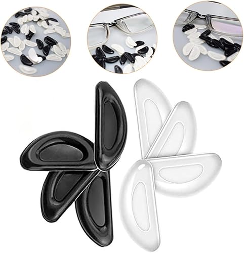 Miniatura 2 de 20 pares de almohadillas para la nariz para gafas, clip para la nariz, lentes de lectura, lentes de lectura transparentes, gel negro, pieza de nariz
