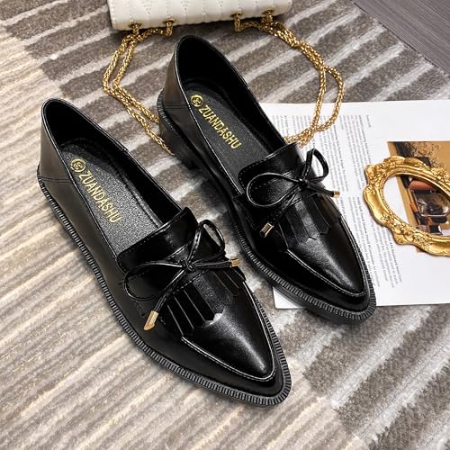 Image of Classic Women's Chunky Loafers Platform Comfortable Slip-On Dressy Business Casual Shoes with Fringe