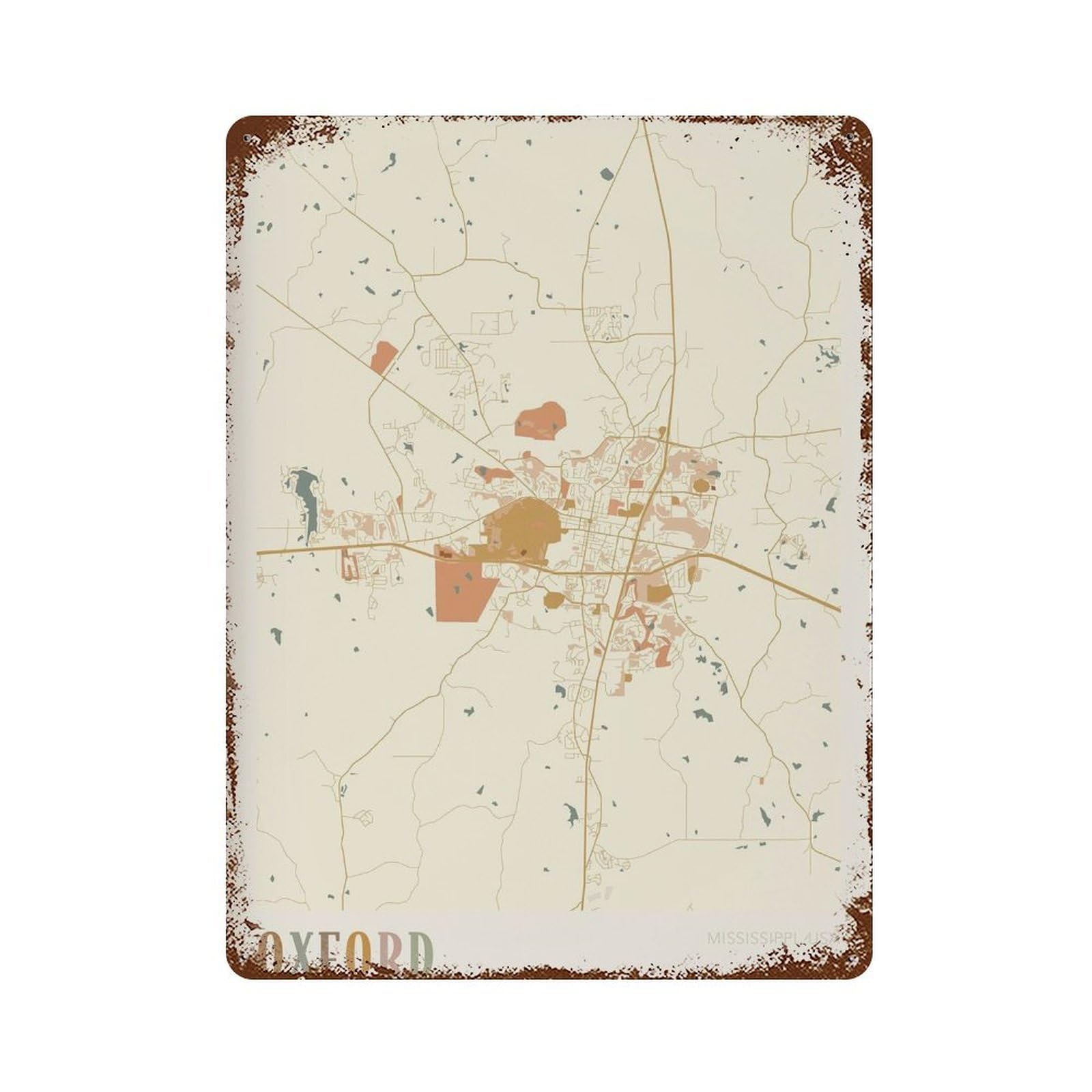 xiaoxiaoshen Oxford Map Mississippi Travel Gift Boho Wall Decor Art Metal Tin Poster Modern Home Decor Art Home Bar Shop Decorations Vintage Sign 40x30cm