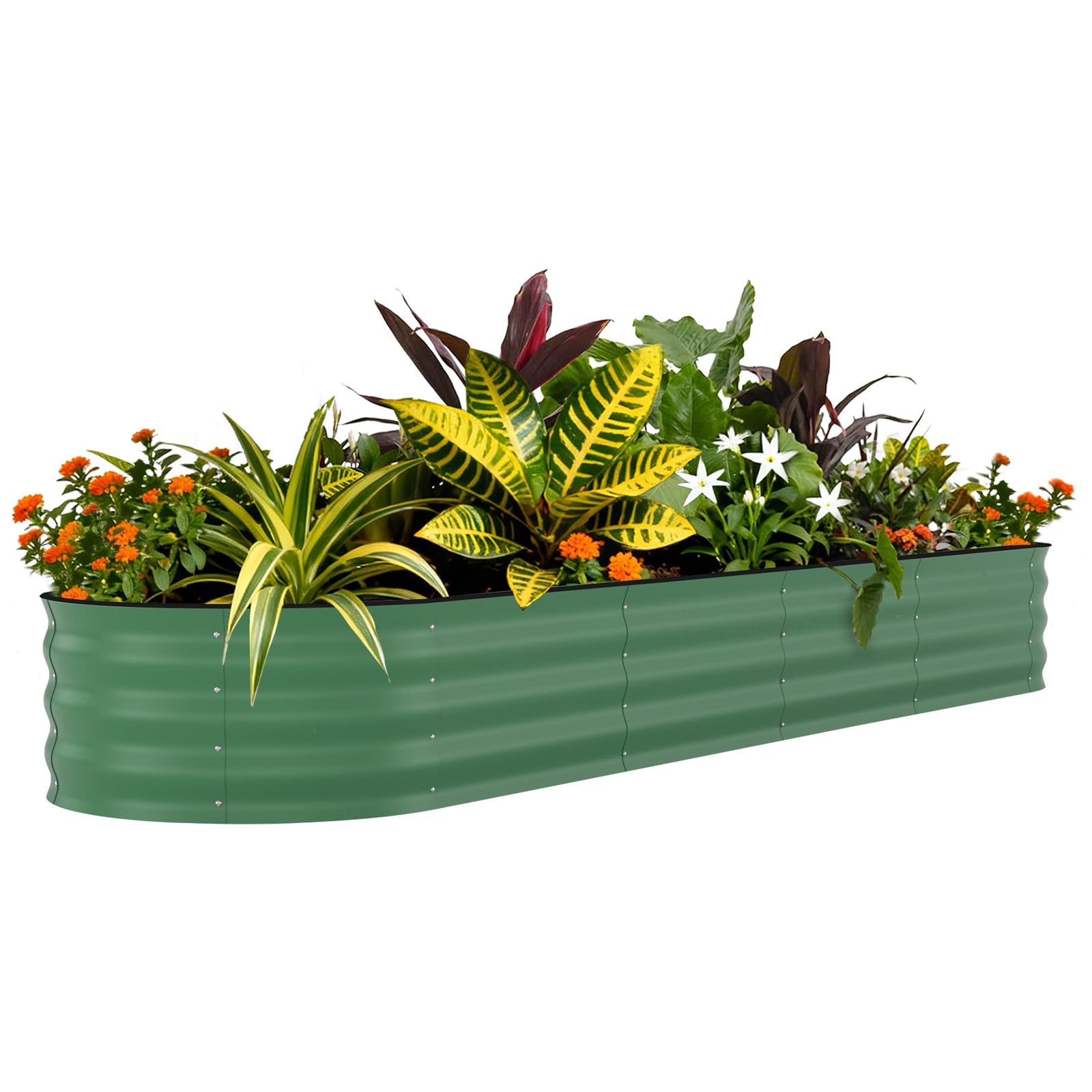 240×60×45cm Metal Raised Garden Bed, Heavy Duty Galvanised Steel Planter Box for Vegetables, Flowers & Herbs, Rust-Resistant Outdoor Planters with Safety Edging & Support Bars, Open-Bottom Design — image 1