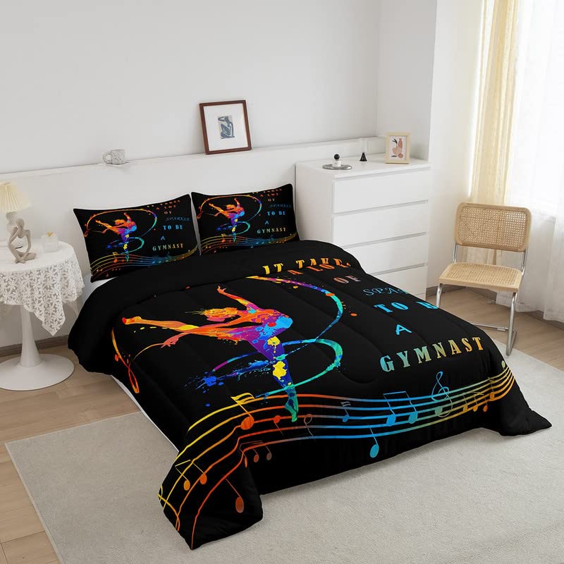 Copripiumino 100% Cotone Love Gymnastics – Biancheria Da Letto Per Bambini, Design Ginnastica, Morbido E Traspirante, Singolo 135x200 Cm