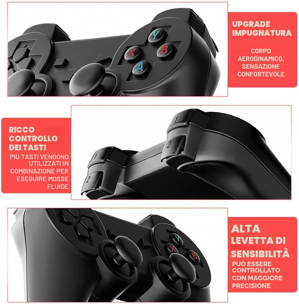 Console di giochi retrò da 128 GB con 38.000 giochi integrati, controller wireless, uscita HDMI per TV, game stick 4K ×2, regalo per bambini e adulti