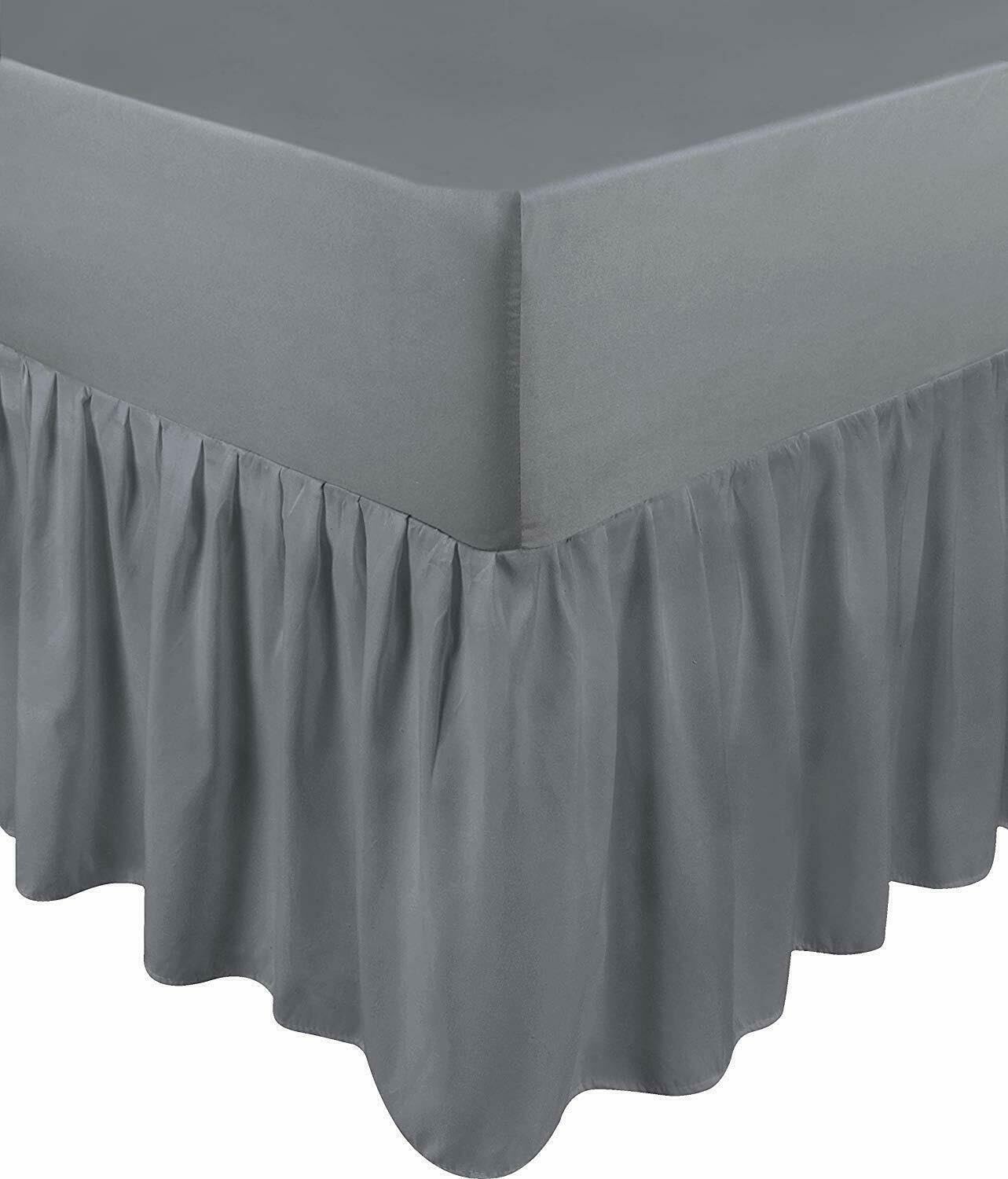 Deep Fitted Valance Sheet Polycotton Top Notch Quality Easy Care Soft & Durable Fitted Sheet with 36cm Deep Frill Single/Double/King/Super King (Charcoal, Double)