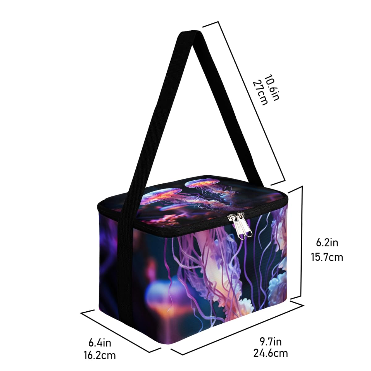 GzLeyigou Lunch Bags for Women Men 9 Cans,Ocean Colorful Jellyfish Hot & Cold Food Delivery Bag Insulated Grocery Bag Insulated Lunch Box Jellyfish Cooler Bag for Office Work Picnic Beach