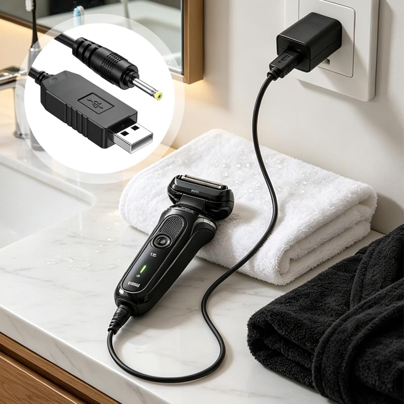 5V Electric Shaver Replacement Charging Cord, Compatible with Multi-function Grooming Trimmers, Stable Power Supply, Household Shaver Charging Replacement Accessory