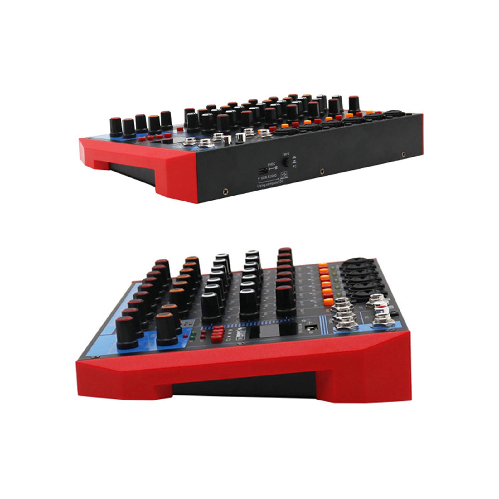 Miksery na żywo 6-kanałowy mikser audio dj z MP3 USB Bluetooth, 16 efektów DSP Echo Mikser do transmisji na żywo, muzyki, karaoke, podcastów