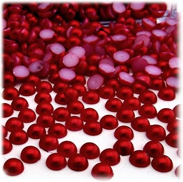 The Crafts Outlet 144pc Pearl Finish Half Dome Beads, Round, 5mm, Pearl Red