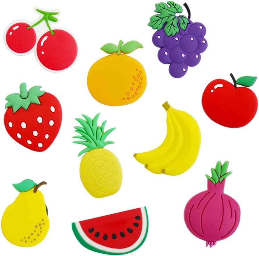 Rubber Fruit Fridge Stickers, Funny Cartoon Refrigerator Decorations, Cute Whiteboard Decor Set for Kids Babies Toddlers Preschool Learning, (Assorted Color) (10Pcs)