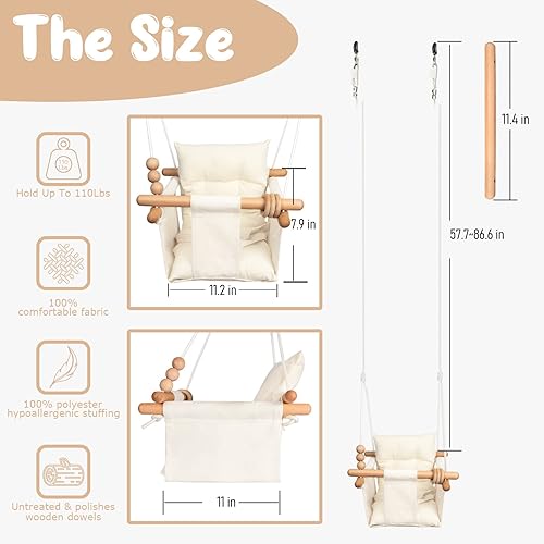 Miniatura 2 de Columpio para bebé con cinturón de seguridad, columpio de lona para colgar en el exterior, columpio de árbol, gran regalo para bebés, niños, niñas