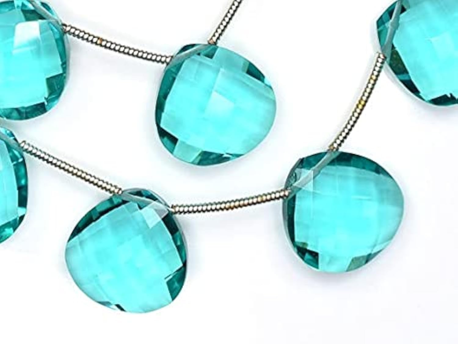 Apatite bleue briolette coeur 14mm perle quartz facettée pour bijou