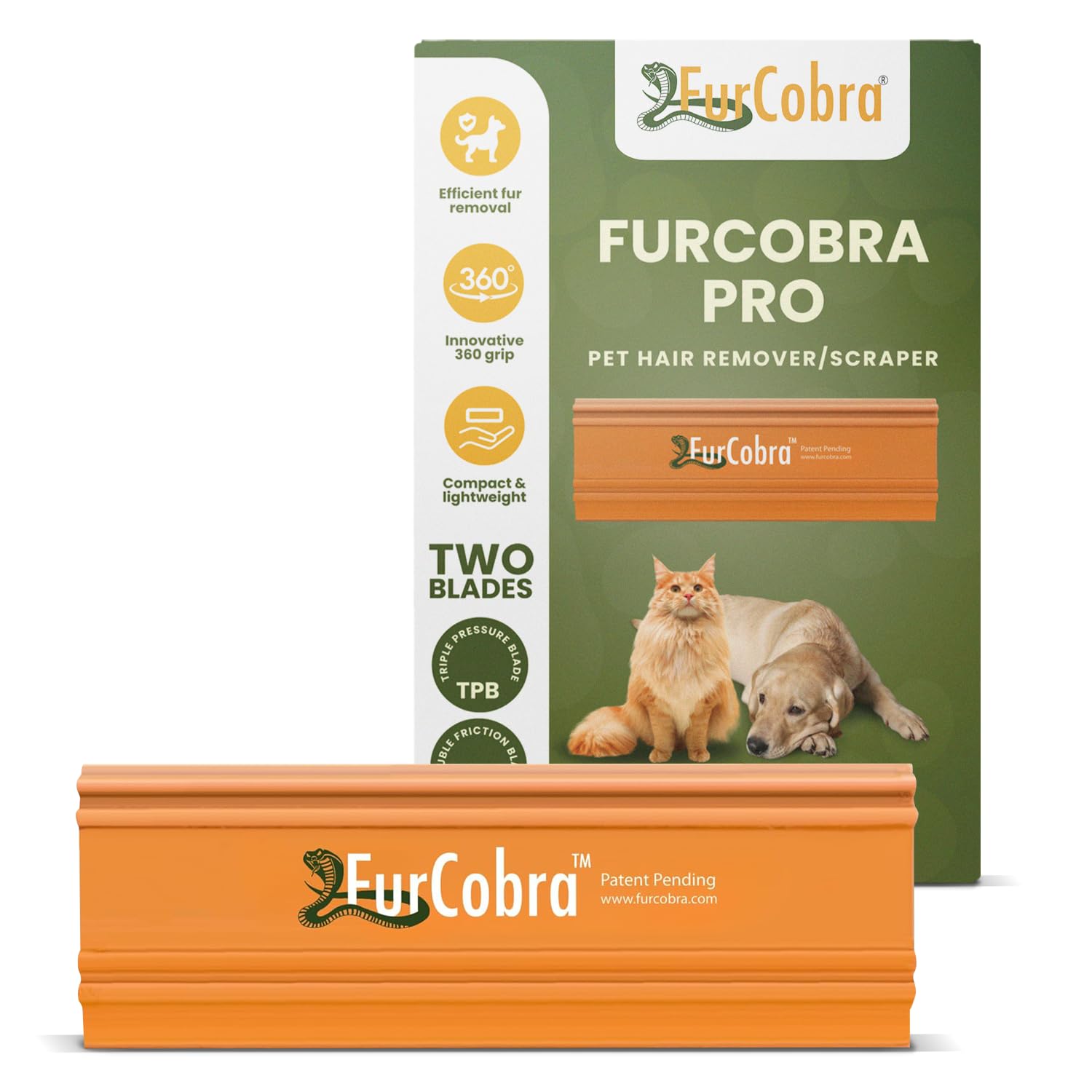 Pro Pet Hair Remover 4.3” – Dog & Cat Hair Remover for Car, Couch, Carpet, Bed & Furniture – Reusable Dual-Blade Pet Hair Scraper for Auto Detailing, Home & Upholstery