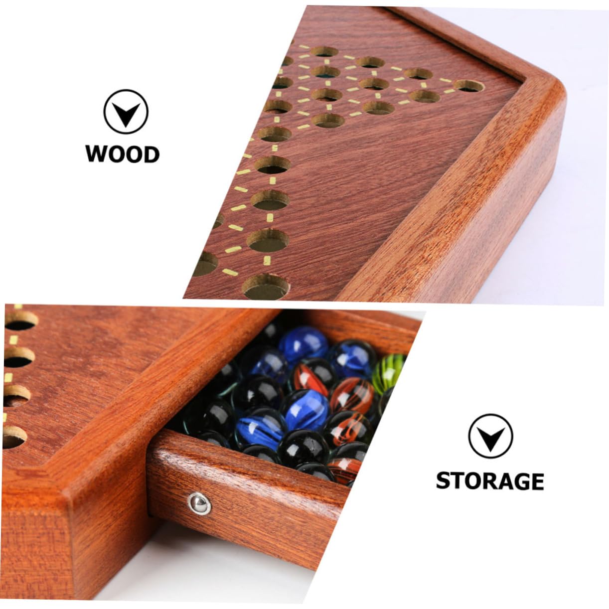 BESTonZON Damas Chinas De Madera con De Vidrio para Niño Niña y Adultos Tablero Hexagonal Educativo y Divertido para